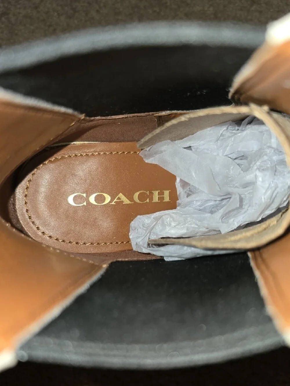 coach leather chelsea ankle boots with studded trim